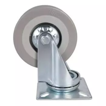 Колесо аппаратное поворотное Tech-Krep на площадке, 75 мм, п/п обод, серая резина, подшипник