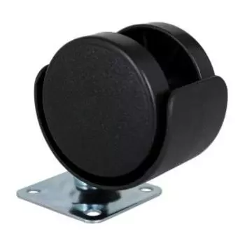 Колесо мебельное поворотное Tech-Krep на площадке, 40 мм, пластик, черное