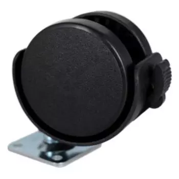 Колесо мебельное поворотное Tech-Krep на площадке, 50 мм, с тормозом, пластик, черное