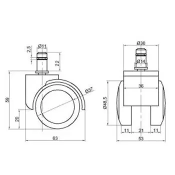 колесо на штыре М 11 50мм