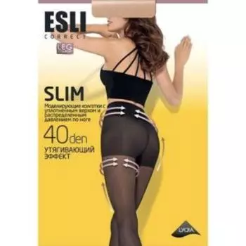 Колготки женские Esli Slim 40, р.3, nero