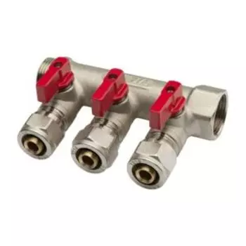 Коллектор универсальный для МП труб с шар. кранами и евроконусом вн-нар 3/4 , 16x4