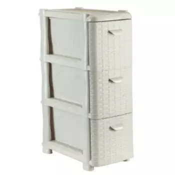 Комод узкий Idea, 3 секции, ротанг, белый