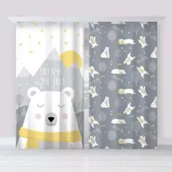 комплект детских штор ЭТЕЛЬ Большие мечты, размер: 145х260см, серый, 2шт, габардин, 140г/м2, п/э 100%