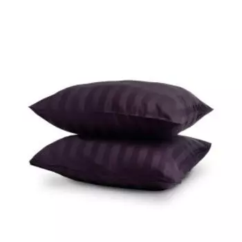 Комплект наволочек Picassa Home Collection, 2 шт, 70х70 см, страйп-cатин, 100% хлопок, 125г/м2, сливовый