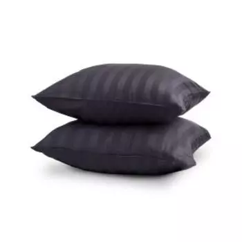 Комплект наволочек Picassa Home Collection, 2 шт, 70х70 см, страйп-cатин, 100% хлопок, 125г/м2, темно-серый