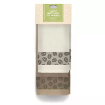 комплект полотенец кухонных махровых DМ ЛЮКС Зерна, на хангере, 30х60см 2 шт.,гладкокрашенное, бежевый+молочный, 360г/м2, хлопок