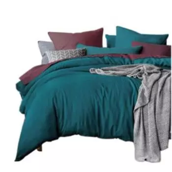 комплект постельного белья Актуал сатин 1,5-сп: под 145х210см, прост 150х215см, нав 50х70 2шт, 100%хл, 120г/м2, Океан