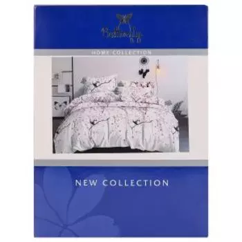 Комплект постельного белья Butterfly Satin New, Евро, полисатин, полиэстер 80г/м2, рис. 12301-10