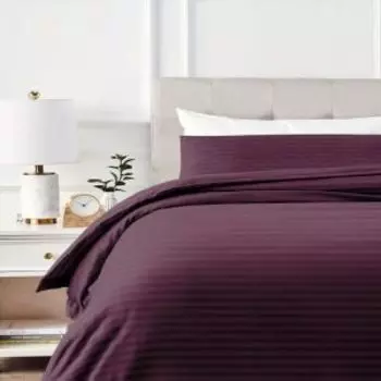 комплект постельного белья CАPRESA Always полисатин страйп 1,5-сп: под.145х210см,пр.150х215см,нав.50х70см-2шт, 100%п/э, 80 г/м2, Plum