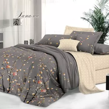 Комплект постельного белья De Luxe Ханами, 1.5-сп, нав. 70х70 см, сатин