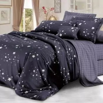 комплект постельного белья Эльф De Luxe сатин евро: прост. 220х240см, под. 200х220см, нав.50х70см-2шт, 100%хл, 115гр/м2, Зодиак