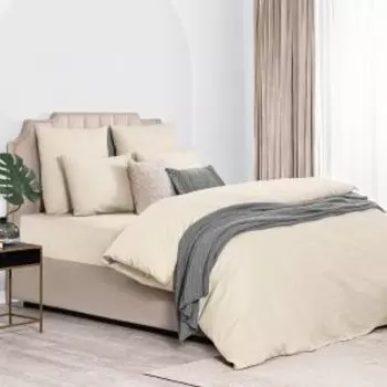 Комплект постельного белья Dome Лорено, Евро, нав. 50х70 см, сатин, бежевый