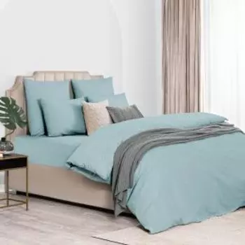 Комплект постельного белья Dome Лорено, Евро, нав. 50х70 см, сатин, зеленый