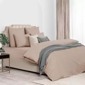 Комплект постельного белья Dome Лорено, Евро, нав. 50х70 см, сатин, коричневый