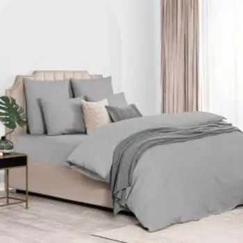 Комплект постельного белья Dome Лорено, Евро, нав. 50х70 см, сатин, серый