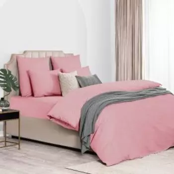 Комплект постельного белья Dome Лорено, 2-сп, нав. 50х70 см, сатин, розовый