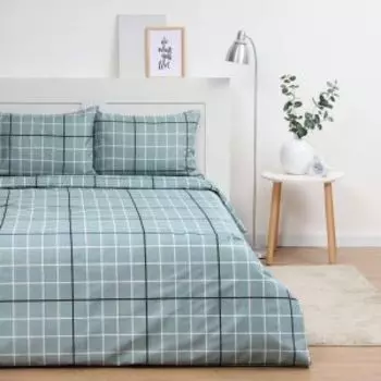 комплект постельного белья Экономь и Я микрофибра 2-сп: под. 173х215см., прост. 175х214 см., нав. 50х70см.-2шт, 60г/м2, 100% п/э, Клетка