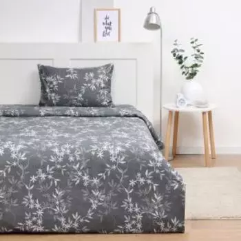 комплект постельного белья Экономь и Я микрофибра 2-сп: под. 173х215см., прост. 175х214 см., нав. 50х70см.-2шт, 60г/м2, 100% п/э, Листва