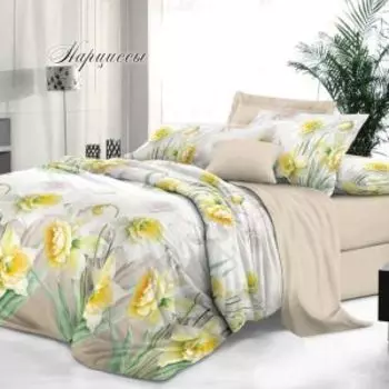 Комплект постельного белья Эльф De Luxe Нарциссы, 1.5-сп, сатин, хлопок 115гр/м2
