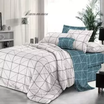 комплект постельного белья ЭЛЬФ Bella Vita Premium поплин дуэт: под. 143х215см 2шт, прос.220х240см,нав.50х70-2шт, хлопок 100%,Максимилиан