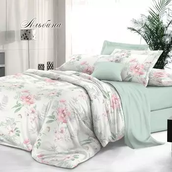 Комплект постельного белья Эльф De Luxe Альбина, Евро, нав. 70х70 см, сатин