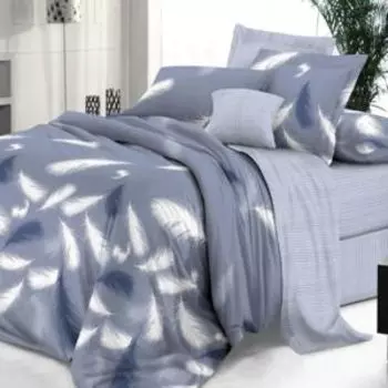 комплект постельного белья Эльф De Luxe сатин дуэт: под.143х215см 2шт, прост. 220х240 см, нав.50х70см 2шт, 100%хл, 115г/м2, Плюмаж