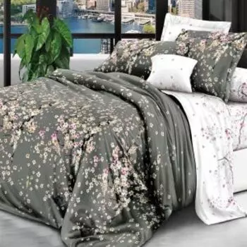 комплект постельного белья Эльф De Luxe сатин дуэт: под.143х215см-2шт, прост.220х240см, нав.50х70см-2шт, 100%хл, 115гр/м2, Туманное утро