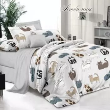 Комплект постельного белья Эльф Bella Vita Premium Любимцы, 2-сп, нав. 50х70 см, поплин