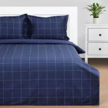 Комплект постельного белья Этель Cage dark blue, Дуэт, нав. 50х70 см, мако-сатин