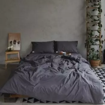 Комплект постельного белья Этель, Евро, нав. 50х70 см, жатый хлопок, серый