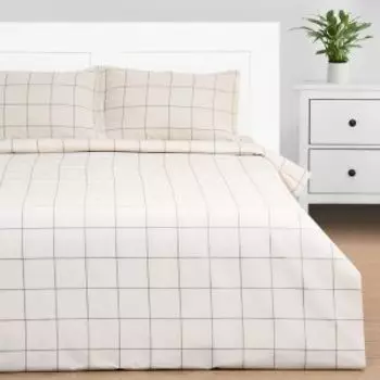 Комплект постельного белья Этель Клетка, 2-сп, нав. 50х70 см, бязь, бежевый