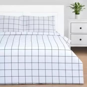 Комплект постельного белья Этель Клетка, Евро, нав. 50х70 см, бязь, белый