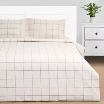 Комплект постельного белья Этель Клетка, Евро, нав. 50х70 см, бязь, бежевый