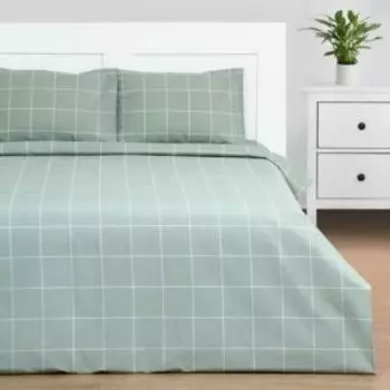 Комплект постельного белья Этель Клетка, Евро, нав. 50х70 см, бязь, зеленый