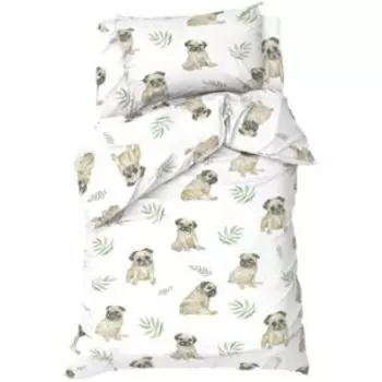 Комплект постельного белья Этель Мопсы, 1.5-сп, бязь, 100% хлопок