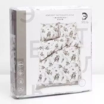 комплект постельного белья ЭТЕЛЬ поплин 2-сп: под 175х215, прост 200х220, нав 70х70-2шт, 100%хл, 125г/м2, Флорена Экрю