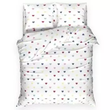 Комплект постельного белья Этель Сolored Hearts, 1.5-сп, поплин, хлопок 125г/м2