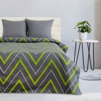 Комплект постельного белья Этель Зелено-серые зигзаги, 2-сп, нав. 70х70 см, поплин