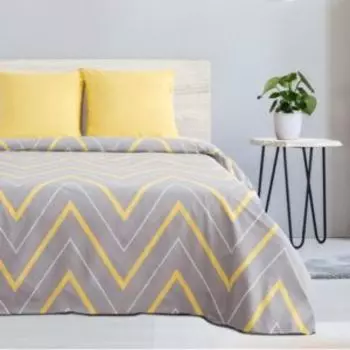 Комплект постельного белья Этель Желто-серые зигзаги, 2-сп, нав. 70х70 см, поплин