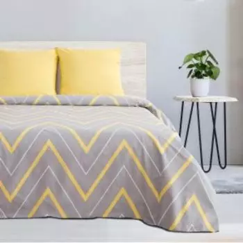 Комплект постельного белья Этель Желто-серые зигзаги, Евро, нав. 70х70 см, поплин