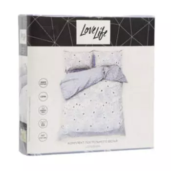 комплект постельного белья LOVELIFE сатин 2-сп: под 175х215, прост 200х225, нав 50х70-2шт, 100%хл, 125г/м2, Оливия