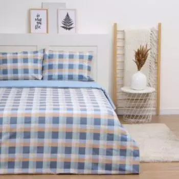 Комплект постельного белья LoveLife Square blue, Евро, нав. 50х70 см, сатин