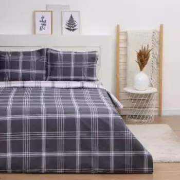 Комплект постельного белья LoveLife Square gray, Евро, нав. 50х70 см, сатин