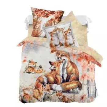 Комплект постельного белья Mona Liza Family Foxes, Евро, 4 наволочки, мако-сатин