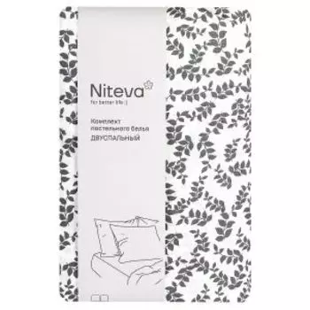 Комплект постельного белья Niteva, 2-сп, пододеяльник на молнии, поплин, хлопок 112г/м2, диз. 21240-1