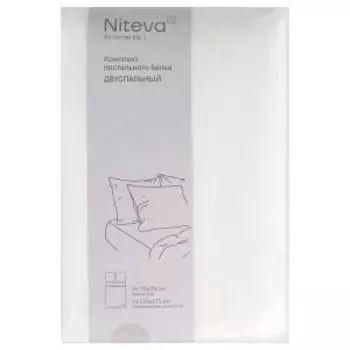 Комплект постельного белья Niteva, 2-сп, поплин, хлопок 112г/м2, белый