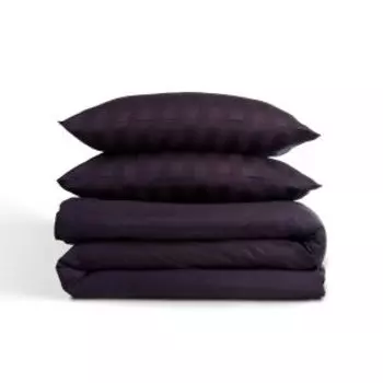 Комплект постельного белья Picassa Home Collection, Евро, страйп-сатин, сливовый