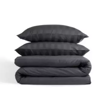 Комплект постельного белья Picassa Home Collection, Евро, страйп-сатин, темно-серый