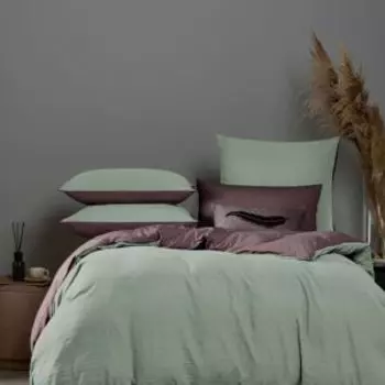 Комплект постельного белья SleepiX Юко, 2-сп, сатин, модал/бамбук, 110г/м2, мятный/темно-сиреневый